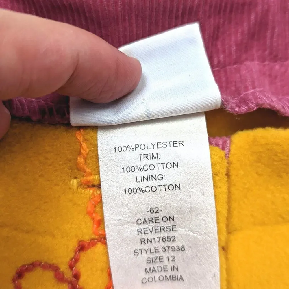 Florence Eiseman Jacket Girls Size 12 Yellow Fleece Embroidered